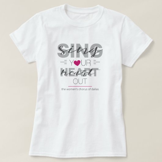 ピンクでハートを歌う Tシャツ (デザイン正面)