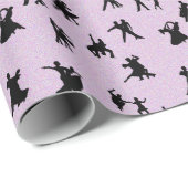 ピンクで黒い社交ダンスのダンサー ラッピングペーパー (ロールコーナー)