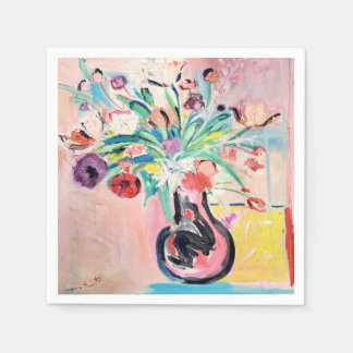 ピンクとかわいらしフローラカクテルナプキン スタンダードカクテルナプキン