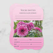 ピンクとかわいらしフローラブライダル招待状 (正面/裏面)