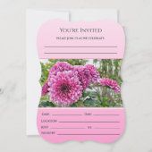 ピンクとかわいらしフローラブライダル招待状 (正面)