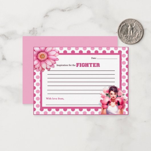 ピンクとかわいらしフローラ乳がんアドバイス ノートカード (正面/裏面インサイチュ)