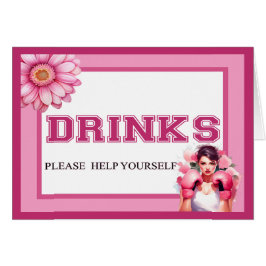 ピンクとかわいらしフローラ乳がんドリンクカード