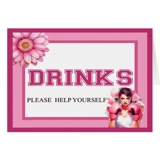 ピンクとかわいらしフローラ乳がんドリンクカード (正面横)