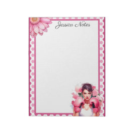 ピンクとかわいらしフローラ乳がん ノートパッド