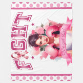 ピンクとかわいらしフローラ乳がん フリースブランケット (正面)