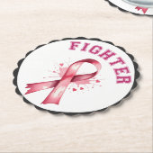 ピンクとかわいらしフローラ乳がん ペーパーコースター (アングル)