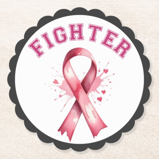 ピンクとかわいらしフローラ乳がん ペーパーコースター (正面)