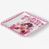 ピンクとかわいらしフローラ乳がん ペーパープレート (傾斜あり)