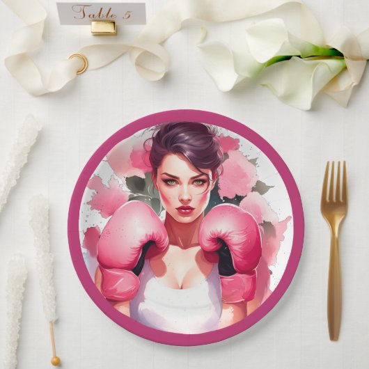 ピンクとかわいらしフローラ乳がん ペーパープレート (ウェディング)