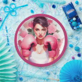 ピンクとかわいらしフローラ乳がん ペーパープレート (パーティー)