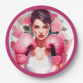ピンクとかわいらしフローラ乳がん ペーパープレート (正面)