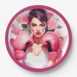 ピンクとかわいらしフローラ乳がん ペーパープレート