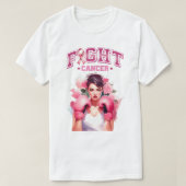 ピンクとかわいらしフローラ乳がん Tシャツ (デザイン正面)