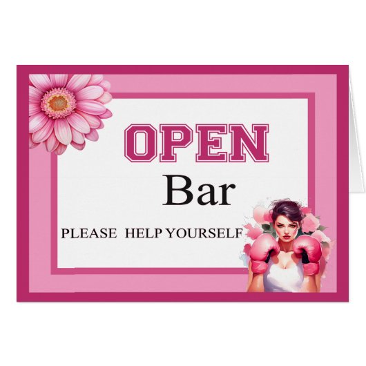 ピンクとかわいらしフローラ乳癌オープンバーカード (正面横)