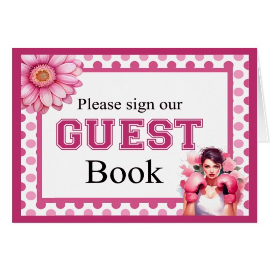 ピンクとかわいらしフローラ胸カンスのゲストブックカード (正面横)