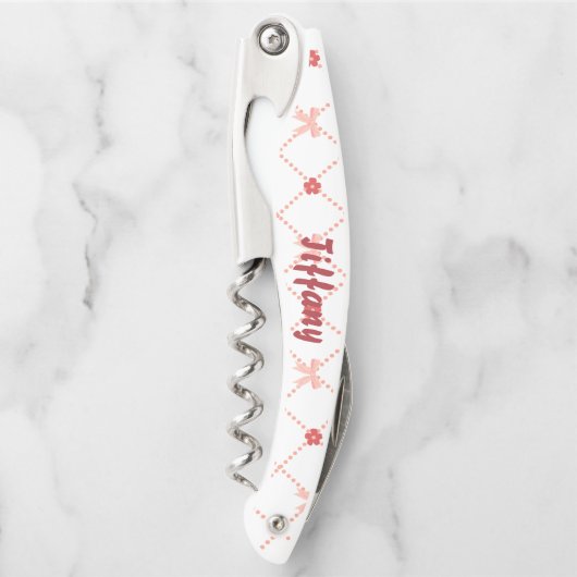 ピンクとかわいらし弓 ソムリエナイフ (正面)