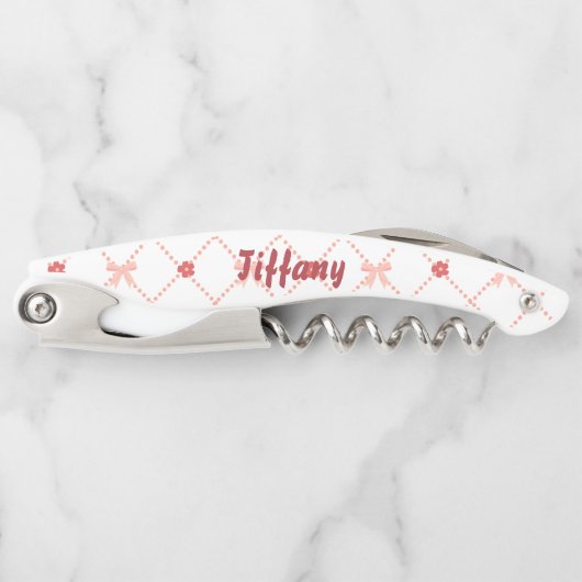 ピンクとかわいらし弓 ソムリエナイフ (正面)