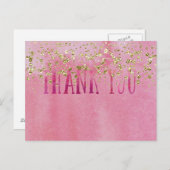 ピンクとかわいらし水の色と金ゴールドの輝き ポストカード (正面/裏面)