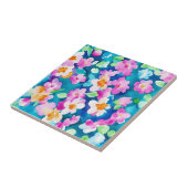 ピンクとかわいらし水色の花 タイル (側面)