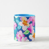 ピンクとかわいらし水色の花 マグカップ (中央)