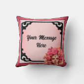 ピンクとかわいらし砂糖スカル装飾用クッション クッション (裏面)