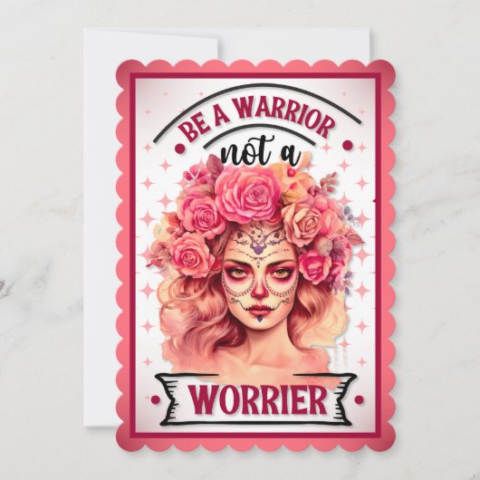 ピンクとかわいらし砂糖スカル サンキューカード (正面)