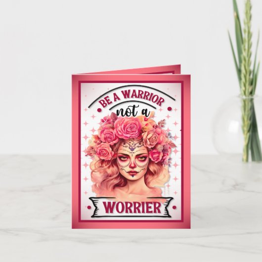 ピンクとかわいらし砂糖スカル サンキューカード (正面)