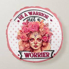 ピンクとかわいらし砂糖スカル ラウンドクッション