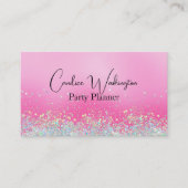 ピンクときらめく紙吹雪 名刺 (正面)