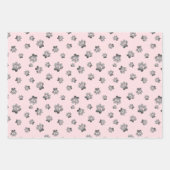 ピンクととプストライプレイドの猫の足 ラッピングペーパーシート (正面2)