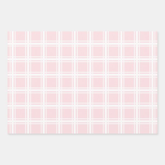 ピンクととプストライプレイドの猫の足 ラッピングペーパーシート (正面)