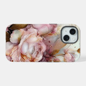 ピンクとアイボリーのバラ  iPhone 15ケース (裏面横)