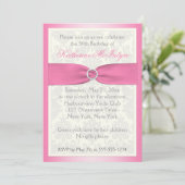 ピンクとアイボリーダマスク50誕生日招待状 招待状 (スタンド正面)