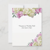 ピンクとアイボリー牡丹結婚式招待状 招待状 (裏面)