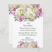 ピンクとアイボリー牡丹結婚式招待状 招待状 (正面/裏面)