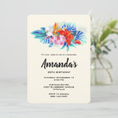 ピンクとアクアのエキゾチックなトロピカルフラワー 招待状 (スタンド正面)