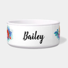 ピンクとアクアのエキゾチックな熱帯花 ボウル