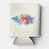 ピンクとアクアのエキゾチックな熱帯花 缶クーラー (正面)