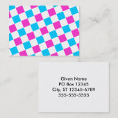 ピンクとアクアのチェック柄 名刺 (正面/裏面)