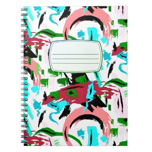 ピンクとアクアの抽象芸術合成ノートブック ノートブック (正面)