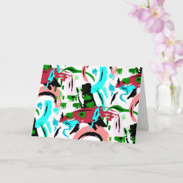 ピンクとアクアの抽象芸術 カード