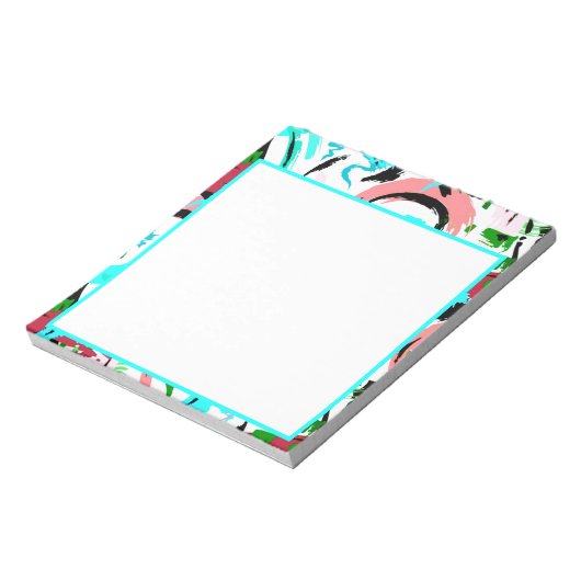 ピンクとアクアの抽象芸術 ノートパッド (回転)