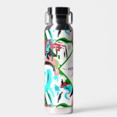 ピンクとアクアの抽象芸術 パーソナライズされた ウォーターボトル (正面)