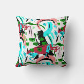 ピンクとアクアの抽象芸術 パーソナライズされた クッション (裏面)