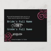 ピンクとアクアスワールあなたの写真と日付を保存 案内ポストカード (裏面)