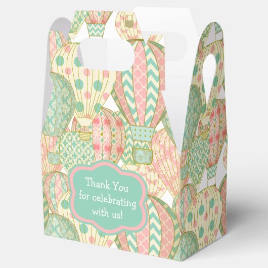 ピンクとアクアブルーのホットエアバルーンのパターン フェイバーボックス (オープン)