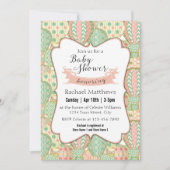 ピンクとアクアブルーのホットエアバルーン赤ちゃんシャワー 招待状 (正面)