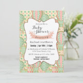 ピンクとアクアブルーのホットエアバルーン赤ちゃんシャワー 招待状 (スタンド正面)