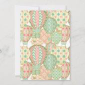 ピンクとアクアブルーのホットエアバルーン赤ちゃんシャワー 招待状 (裏面)